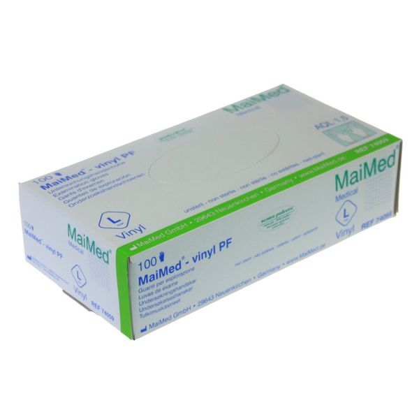 Maimed Einmal Vinyl Handschuhe, Einmalhandschuhe, puderfrei, vinyl PF, 100 St. Gr. M