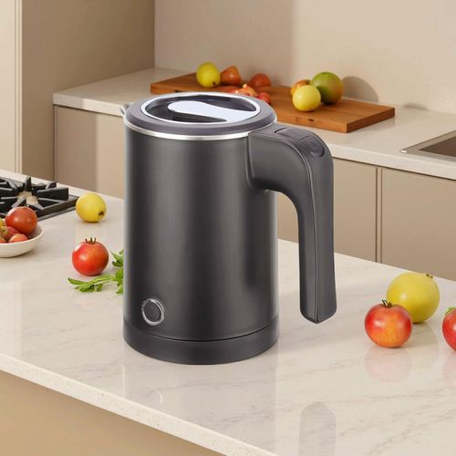 0.6L Small Electric Kettle Stainless Steel, 20oz Portable Travel Electric Tea Kettle, Mini Hot Water Boiler Heater for Business Trip, Camping, Travel, Office (Black)