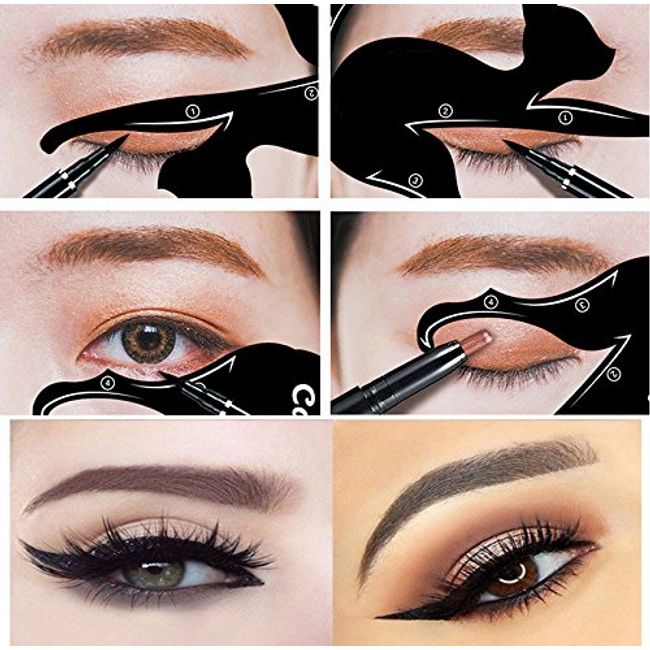 Barhunkft(TM) 2Pcs Cat Line Pro Eye Makeup Tool Eyeliner Stencils Template Shaper Model Beauty