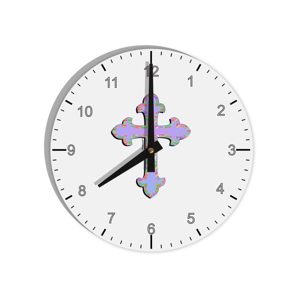 TOOLOUD Easter Color Cross 8" Round Wall Clock with Numbers