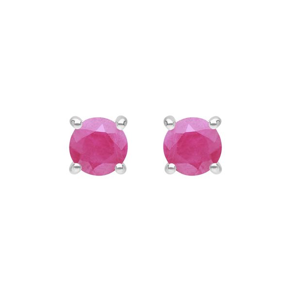 Ivy Gems 9ct White Gold Small Four Claw Ruby Stud Earrings
