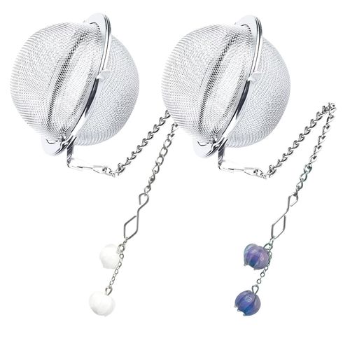 Cute Tea Infuser 2 Pack Tulip Flower Pendant Ball Filter Cute Stainless Steel Ball Mesh Strainer for Loose Tea and Spices & Seasonings (Tulip White Purple)