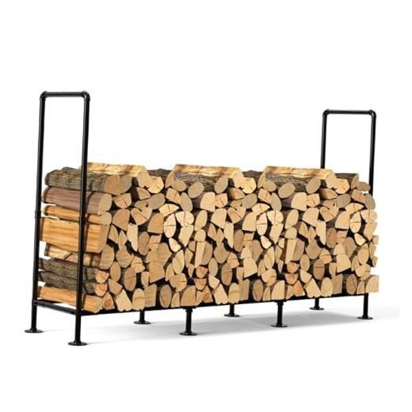 4ft Outdoor Firewood Rack,Adjustable Heavy-Duty Fire Wood Rack,Metal Firewood