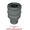 Stainless Steel 1/2 NPT Thread Diameter Measures .840" Male QC Socket Coupler