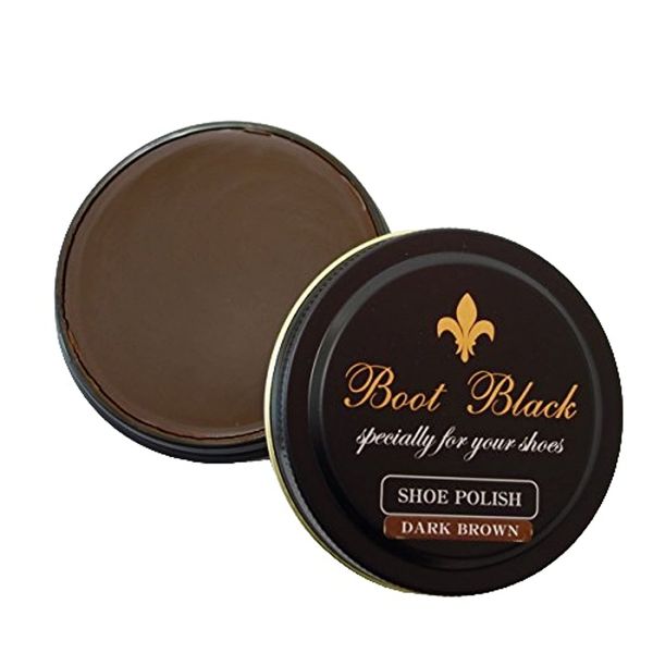 Boot Black Shoe Polish (Dark Brown) Oil-based Gloss Cream Created by Professional Polishing Professionals (Made in Japan), dark brown