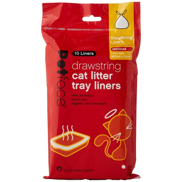 Petface Drawstring Cat Litter Tray Liner, Medium (Pack of 10),Packaging may vary