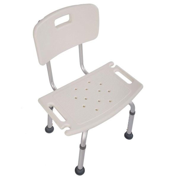 Shower Chair with Back, 7-Level Height Adjustable Shower Bench Non Slip Feet Bathtub Stool for Elderly, Disabled and Pregnant, 205KG Weight Capacity