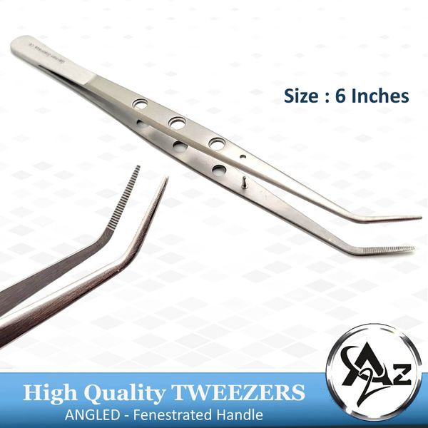 6" Chef's Garnishing Angled Tongs Food Presentation/P
