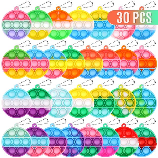 30 Pack Kids Party Favors Fidget Toys Bulk Mini Pop Fidget Keychain Its Birthday Party Favors for Kids 4-8,8-12 Small Pinata Stuffers Classroom Prizes Fidgets It Students Goodie Bag Stuffers Updated