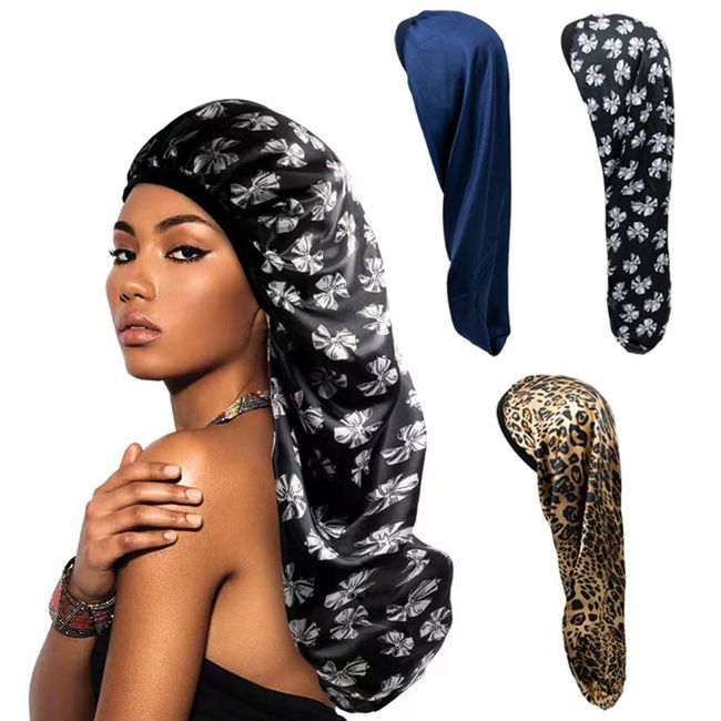 Silk Satin Bonnet Night Sleep Cap Hair Hat For Women Dreadlocks Braids Long  Hair