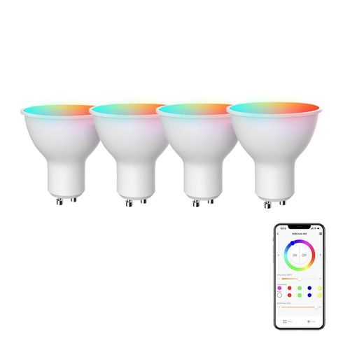 Broadlink GU10 Smart Bulbs, Bluetooth Color Changing 4.5W LED Track Light Bulbs with Music Sync, Fast Setup, Compatible with Alexa, Google Home, 40W Halogen Equivalent (4-Pack)