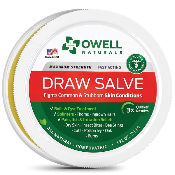 Amish Origins Owell Naturals Drawing Salve Ointment 1oz, ingrown Hair Treatment, Boil & Cyst, Splinter Remover, Bug and Spider Bites, bee Sting, Mosquito bite Itch Relief, Poison Ivy
