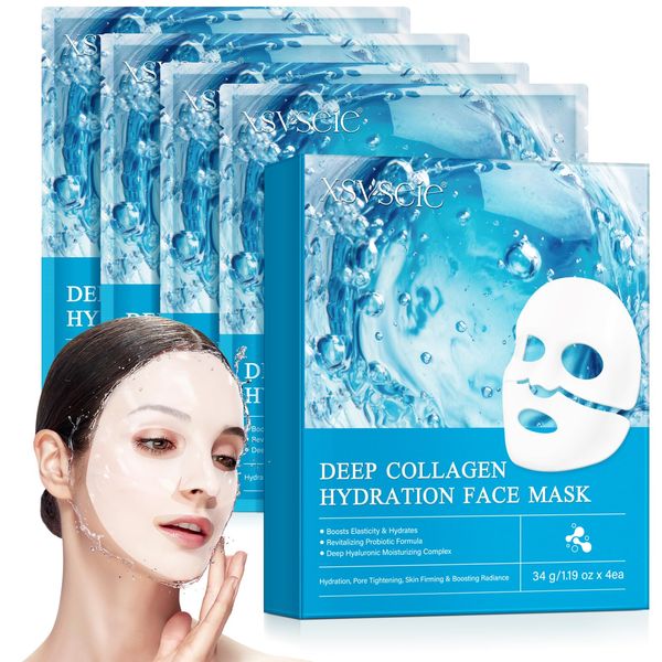 Collagen Maske, Bio Collagen Deep Hydration Mask, Korean -Collagen Real Deep Mask overnight Mask, für Alle Hauttypen, Porenverfeinerung, Verbesserung der Elastizität