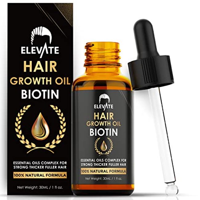 ELEVATE Hair Growth Oil - Biotin Hair Growth Serum & Castor Oil Natural Vitamin Rich Treatment for Stronger Thicker Longer Hair Regrowth & Thickening – Prevent Hair Loss & Thinning for Men & Women 1 Fl Oz 30mL