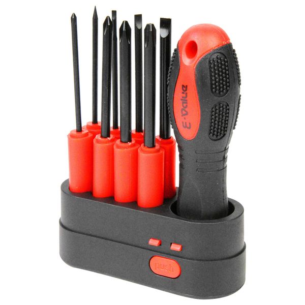 E-Value ED-790 Screwdriver Set, 8-Piece Set, Power Grip Handle