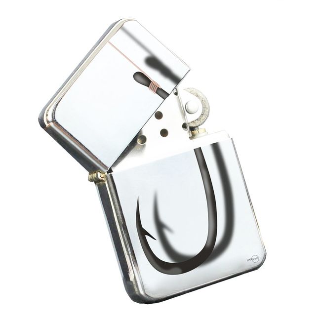 Elements of Space Fishing Hook - Silver Chrome Pocket Lighter