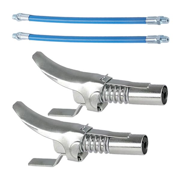 D STONE Grease Coupler Flexible Hose Gun Grease Gun Coupler Lock Coupler Nipple Lock On (4)