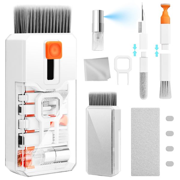 Ordilend Tastatur Reinigungsset - 11 in 1 Keyboard Cleaner, PC Reinigungsset mit Bürste, Tastatur Reinigung, Laptop Reinigungsset Tastaturreiniger Handy für iPhone, Tablet, Computer, Kamera