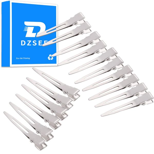 DZSEE Silver Metal Alligator Clips 50pcs, 1.75 inch Small Metal Curl Clips, Metal Hair Clips for Hair Salon, Styling DIY Curling Clips |Tip