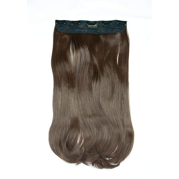 Bombshell 24" 5 Clips Straight One Piece Half Head Clip On Hair Extensions Wig (M10 LIGHT CHOCOLATE BROWN)