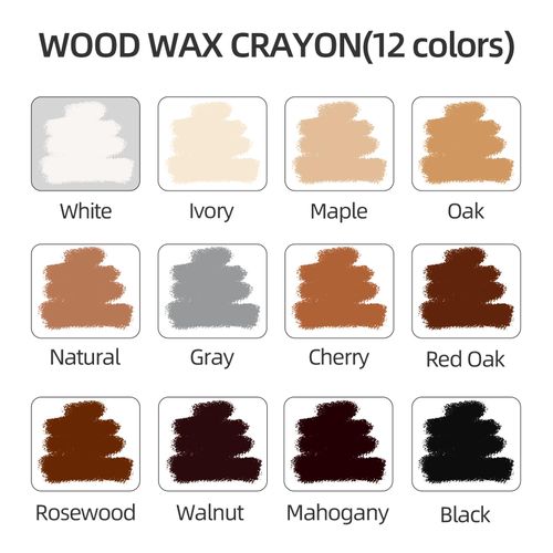 Boncart Wood Filler Sticks,12colors Wood Wax Crayons for Repairing Scratches, Scuffs, Cracks, and Nail Holes on Wood Furniture, Floors, Cabinets, Tables, and Doors