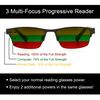 Multi-Focus Progressive Glasses Glasses 3 in 1 Reader Spring Hinge Metal Blue +2