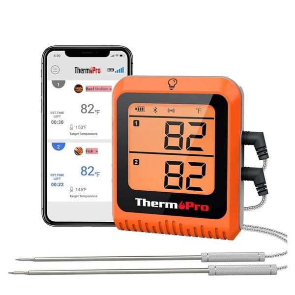 THERM PRO Wireless Meat Thermometer Remote Dual Probes 650 Ft Range