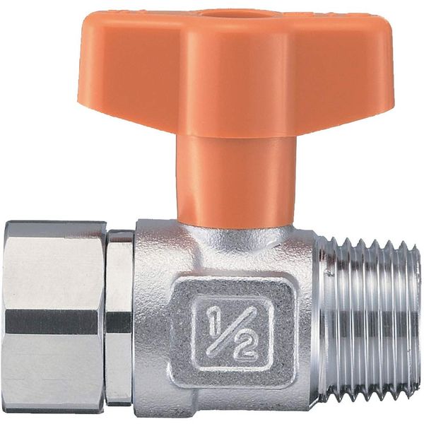 SANEI V66B-13 Ball Valve with Nut, One-touch Handle Attachment and Removal, Nut Rotation, Sealing Sold Separately