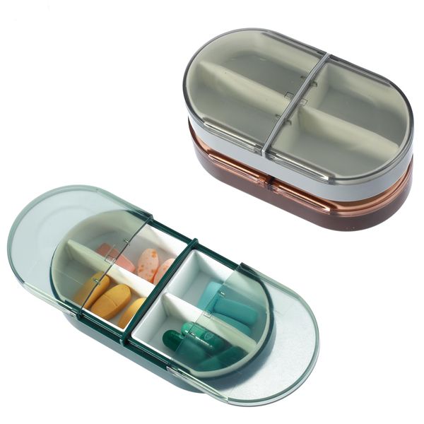 Dimeho 4 Compartments Small Pill Box Travel Pill Organizer for Purse Moisture Proof Pill Cases Portable Daily Pill Box for Medicines/Fish Oil/Vitamin/Supplements 3 Pack