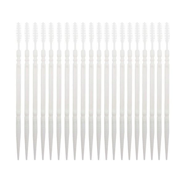 LBY Plastic Toothpicks Home Teeth Cleaning Tool,Brush and Flat Rhombus Double-Ended Toothpick,Interdental Toothpicks, 2 Way Toothpick,Plastic White(Pack of 500)