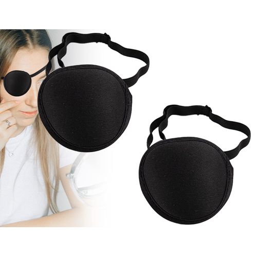 ZoeTekway Pack of 2 Black Pirate Single Eye Patches, Black, Adjustable, Breathable, Elastic Eye Patch for Adults and Children, Eye Patches, Pirate Eye Patch