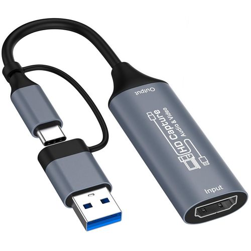 Video Capture Card, HDMI to USB/USB-C Capture Card for Streaming, 1080P 60fps Video Capture Device for Game Recording, Compatible for Windows,Quest 3, Switch, OBS, PS4/PS5