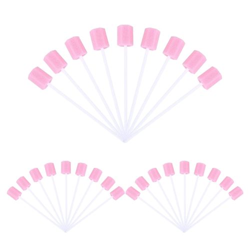 Pack of 100 Disposable Oral Care Sponge, Portable Mouth Sponge, Disposable, Oral Care Sticks for Cleaning Dental Clinics, 13.5 cm (Pink)