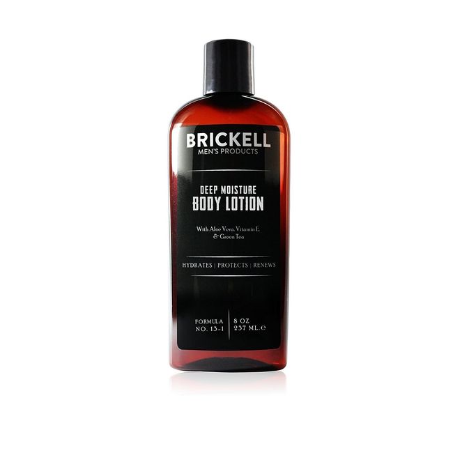 Brickell Men's Deep Moisture Body Lotion for Men, Natural and Organic Protects and Hydrates Dry Skin, 8 Ounce, Unscented