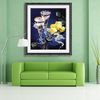 Cross stitch, crystal cup, rose, C0027