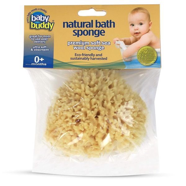 Baby Buddy Absorbent Natural Bath Sponge, Ultra Soft Premium Sea Wool Sponge, Soft on Baby’s Tender Skin, Bath Accessories Baby and Kids, Infant Bath Item, Biodegradable, Hypoallergenic, Brown, 4in