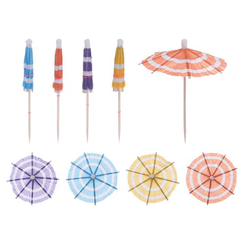 MECCANIXITY 24 Pcs Circle Drink Umbrellas Cocktail,3.9 Inch Cocktail Picks Toothpicks Colorful Mini Paper Umbrellas for Drinks Cupcake Beach Party Decorations