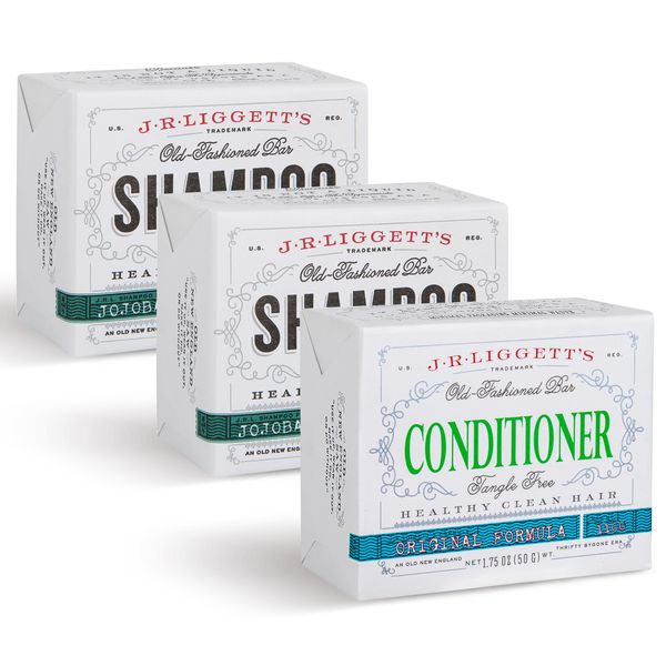 J.R.LIGGETT’S Conditioner Bar 1.75oz + Two Jojoba Peppermint Formula Shampoo Bar