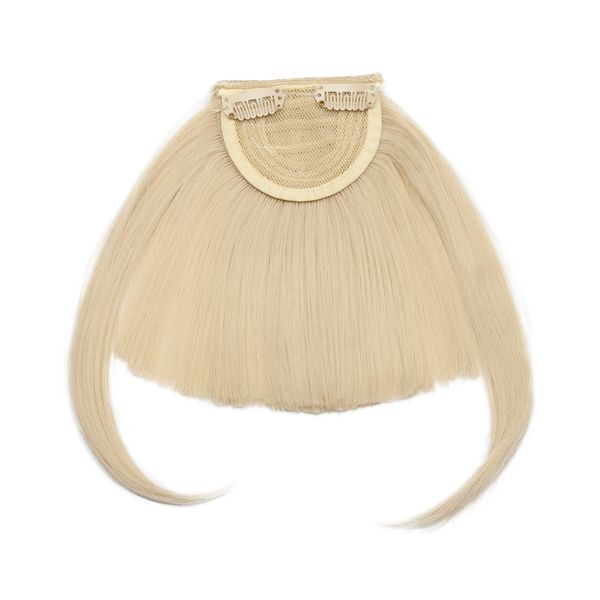 Bang Fringe Front Hair Extensions Clip In One Piece Hairpieces Cute Straight - Bleach Blonde