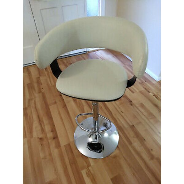 BAR STOOL Art Deco Style White Black Silver Adjustable 21" to 30" High 23" Wide