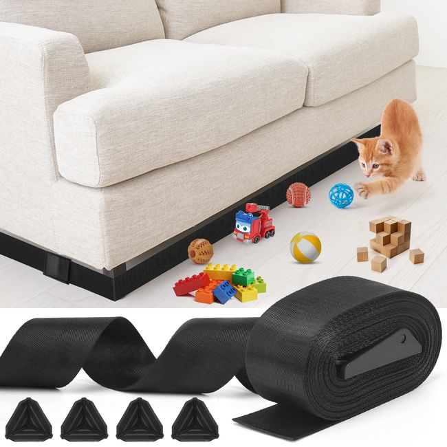 Toy Blocker for Under Couch, Under Bed Blocker for Pets,Adjustable Gap Bumper,Stop Things Sliding Under Sofa or Furniture,Compatible no Damage to Furniture, Easy to Clean and Install (20Ft by 2 Inch)