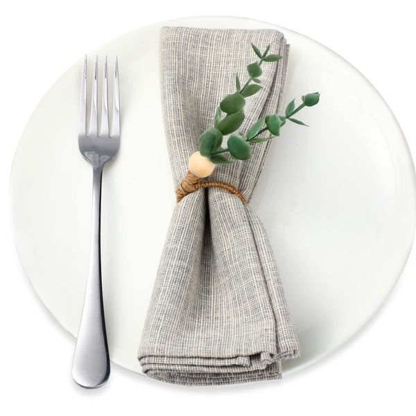 Chengu Napkin Rings Set Rustic Eucalyptus Napkin Rings Boho Leaf Napkin Ring Greenery Napkin Holders for Spring Summer Family Dinner Easter Weddings Party Table Decor(12 Pieces)