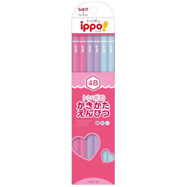 Tombow Pencil Ippo KB-KPW04-4B Pencil, 4B, Plain Pink