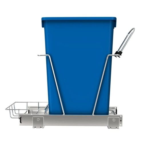 Blue Premium Quality 8.75 Gallon Pull Out Trash Can Under Cabinet Kitchen Sturdy Sliding System|Perfect for Recycling, Floor Standing Durable Powder-Coated Finish,Size:19.06''H x11.5''W x 22.25''D