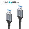 Sonero® USB-A to USB-A Data Cable, Connection Cable, USB Cable Type A, USB 3.0, 5GB/s, Space Grey/Black, 1.50 m