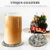 Drinks Coasters Resin Cup Mat: 4 pcs Coaster with Seashells for Table Desktop Counter (4, Black)