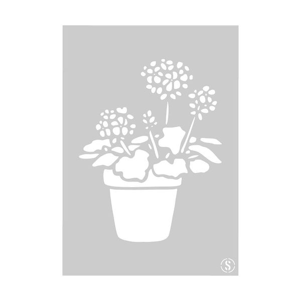 The Stencil Studio Geranium & Pot Reusable Stencil - Size Medium (A3) (10140M)