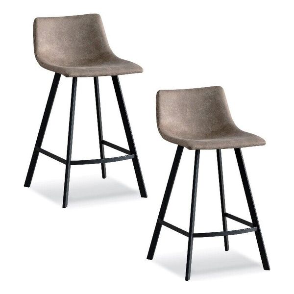 Leick Favorite Finds 24.5" Metal & Faux Leather Counter Stool in Gray (Set of 2)