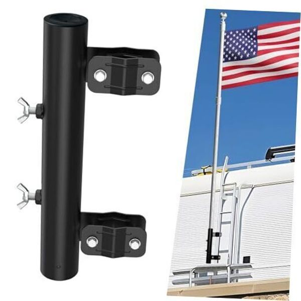 Heavy-Duty RV Ladder Flagpole Holder,RV Ladder Mounted Flagpole