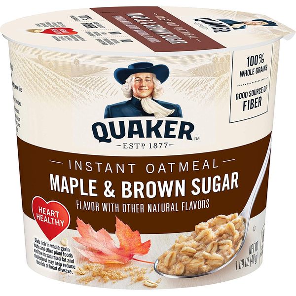 Quaker Instant Oatmeal Express Cups, Maple & Brown Sugar, 1.69 Ounce (Pack of 12)